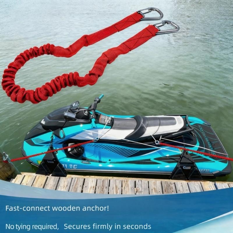 Boats Bungees Dock Line, Elastic Boats Bungees Mooring Line, Two Clip End and Protective Outer Sleeve for Water Sports Gear