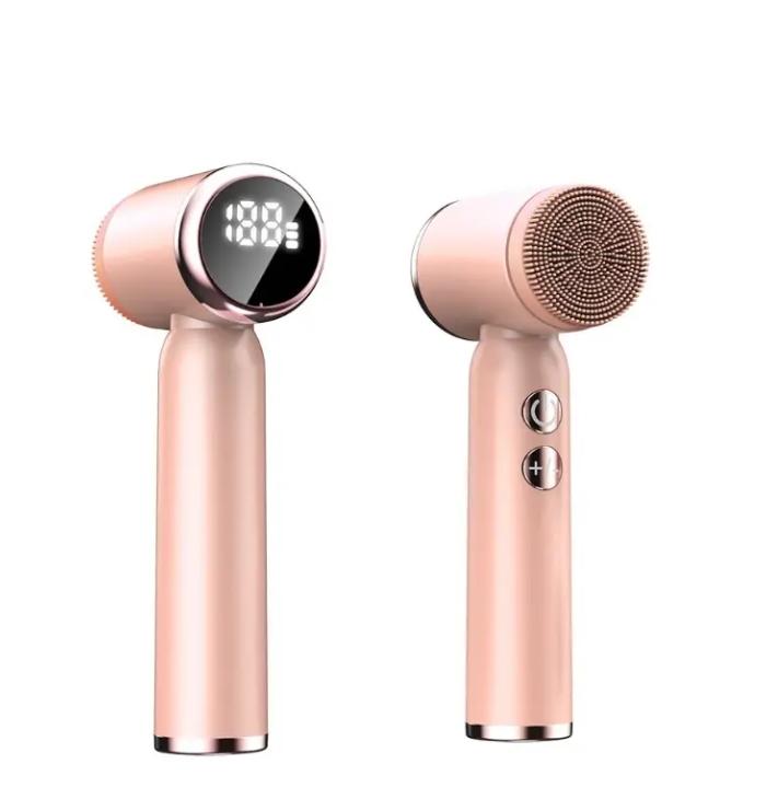 USB Chargeable Electric Silicone Sonic Facial Exfoliating Cleansing Brush Home Use Hand Held Face Cleaning Tool for Skin Care Usb Recharge розовый