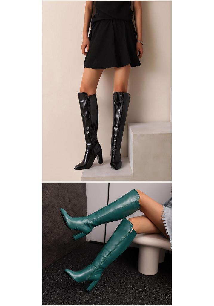 2025 Winter High Leg Knight Boots, Size 34-48, Chunky Heel, Women's Fashion Footwear.
