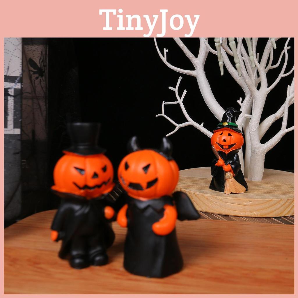 Halloween Resin Demon Miniature Decor With Broom For Festive Display