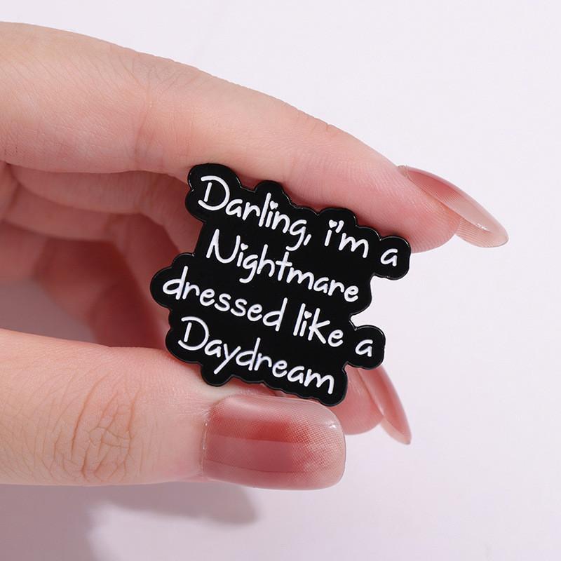 Letter English Stylish Brooch Fashionable Geometric Pin For Trendy Outfits