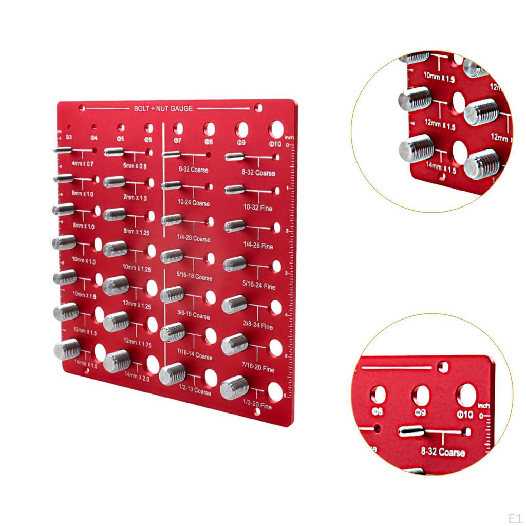 Verificator de filet pentru piuliță și șurub, culoare roșie, șuruburi de identificare șurub pătrat metric standard
