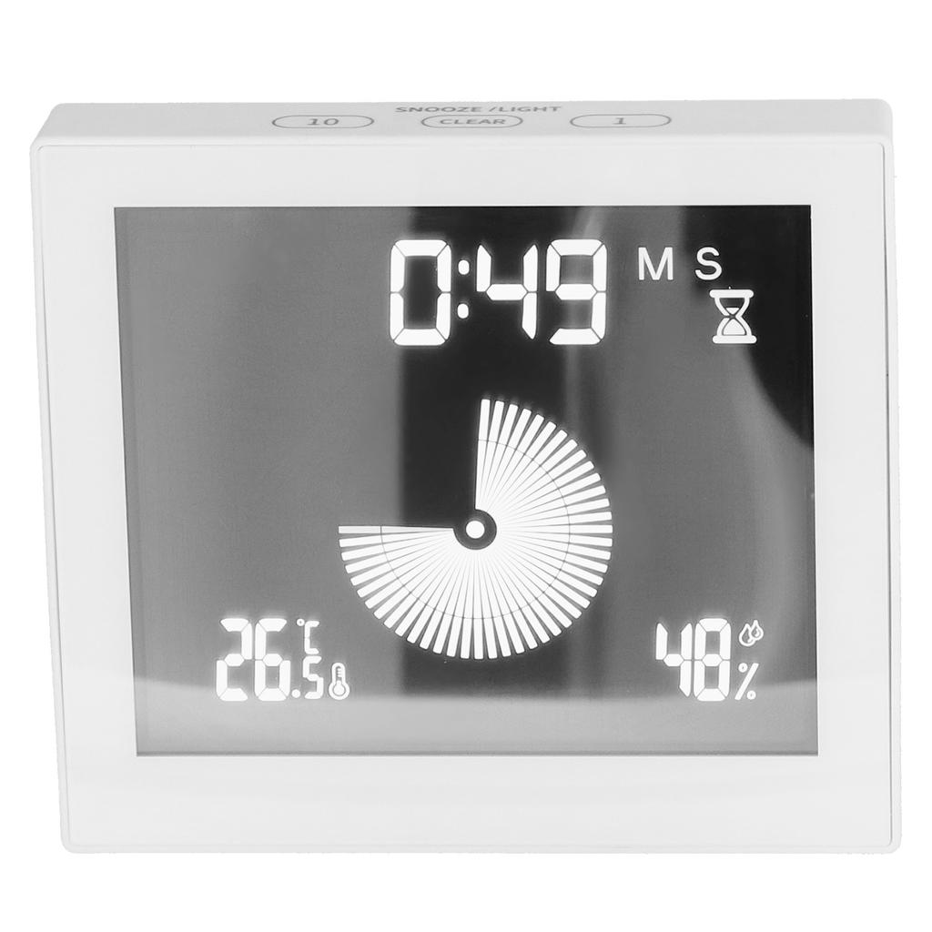 Multifunctional Temperature Humidity Meter with Timing Alarm Clock Function White USB 5V 1A