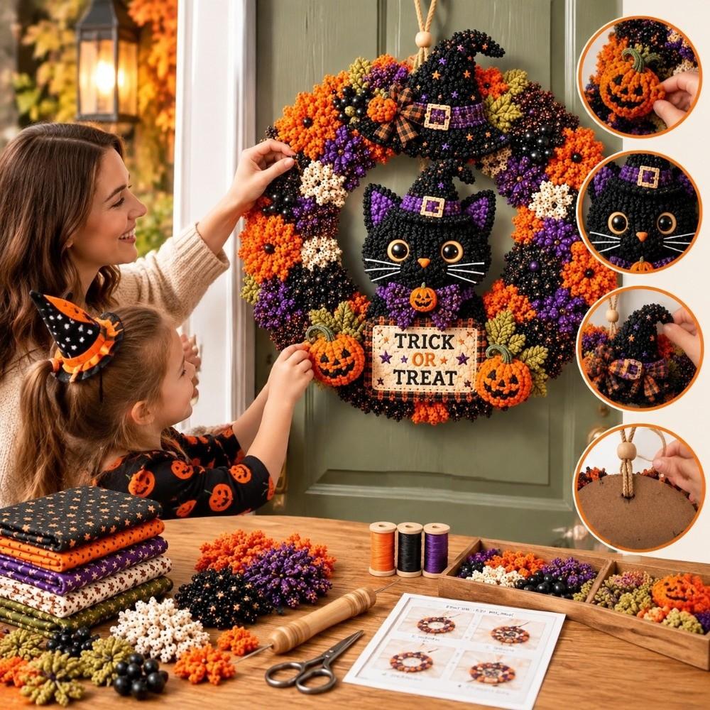 1 Set 3D Layered Texture 3D Fabric Wreath Lightweight Handmade Stuffed Wreath  Home Decoration