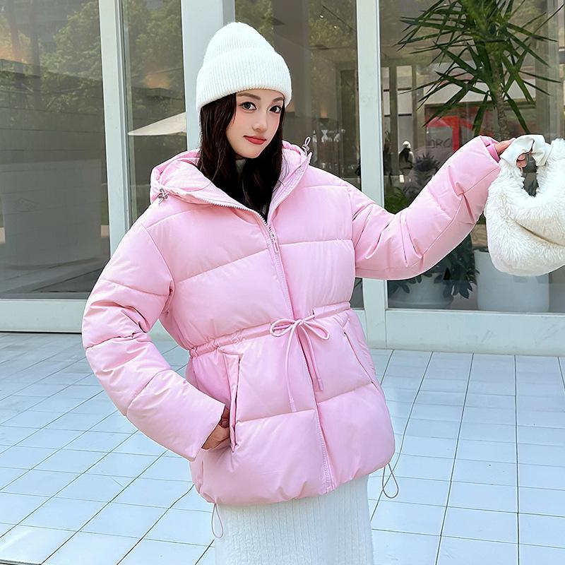 Down cotton clothes women's medium style thickened waist winter new Maillard puff bread clothes elastic waist cotton clothes