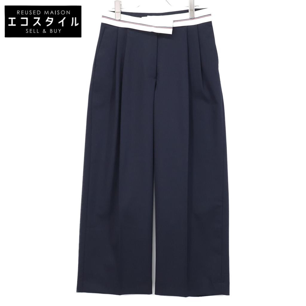 TOMMY HILFIGER WW44155 Navy Preppy Wide Leg Pants Bottoms 36 NavyUsed