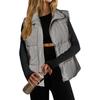 Women's Fashion Casual Solid Color Print Autumn Winter Sleeveless POLO Neck Jackets & Coats