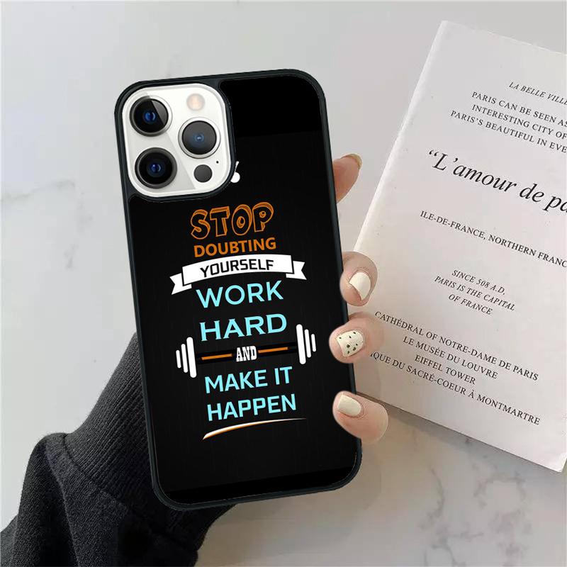 Motivational Gym Fitness Phone Case For iPhone 17 Air 14 15 16 13 12 For Apple iPhone 17 Air Pro Max Plus Coque