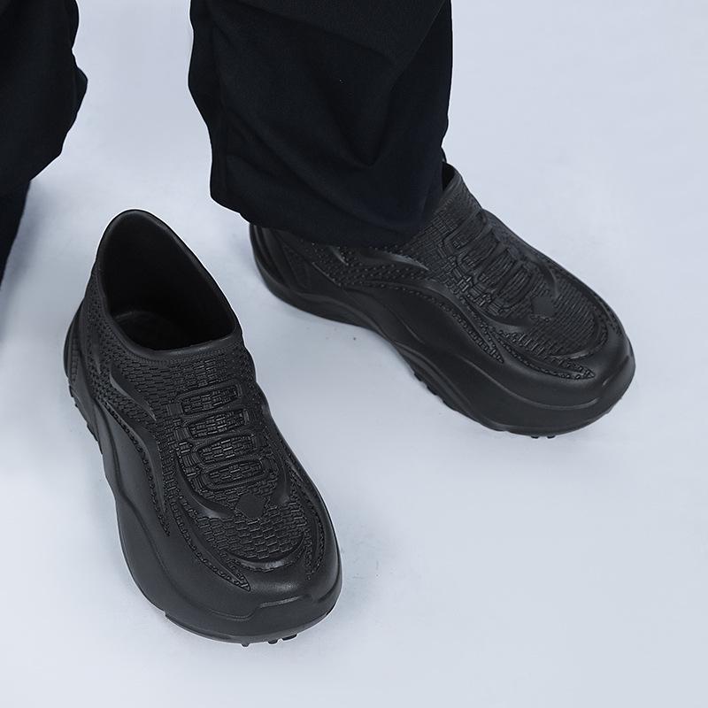 Waterproof Non-Slip Chef Shoes: Lightweight, Oil-Resistant Slip-On with Thick Sole 42 чёрный