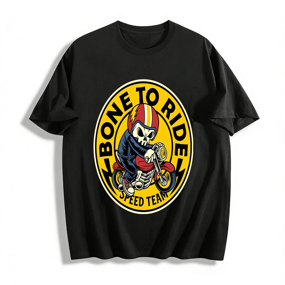 

Vintage Skull Biker Bone To Ride Speed Team Graphic Tee Pure cotton T-shirt XXS