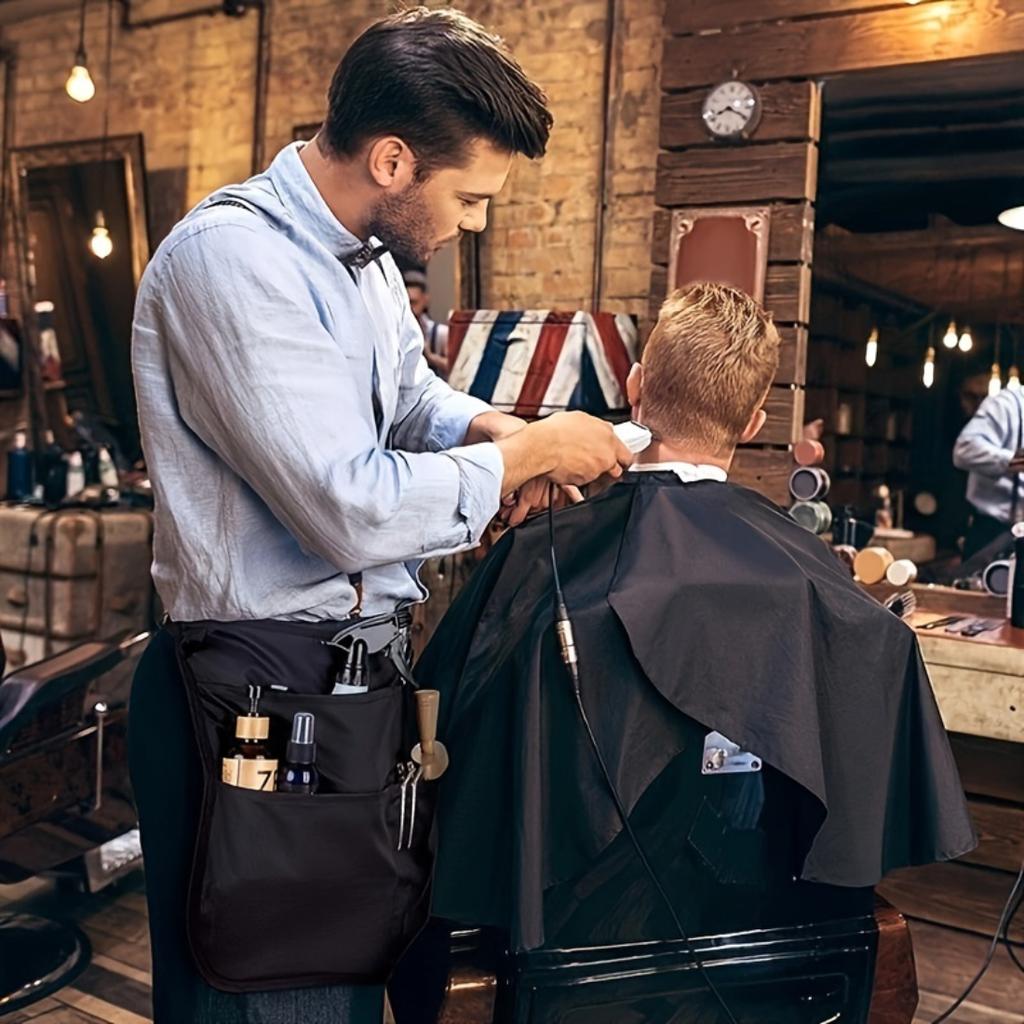 Grembiule Professionale da Barbiere Nero, Grembiule Impermeabile da Parrucchiere, Grembiule Anti Taglio Capelli, Accessorio Styling per Salone per Parrucchiere e Stilista