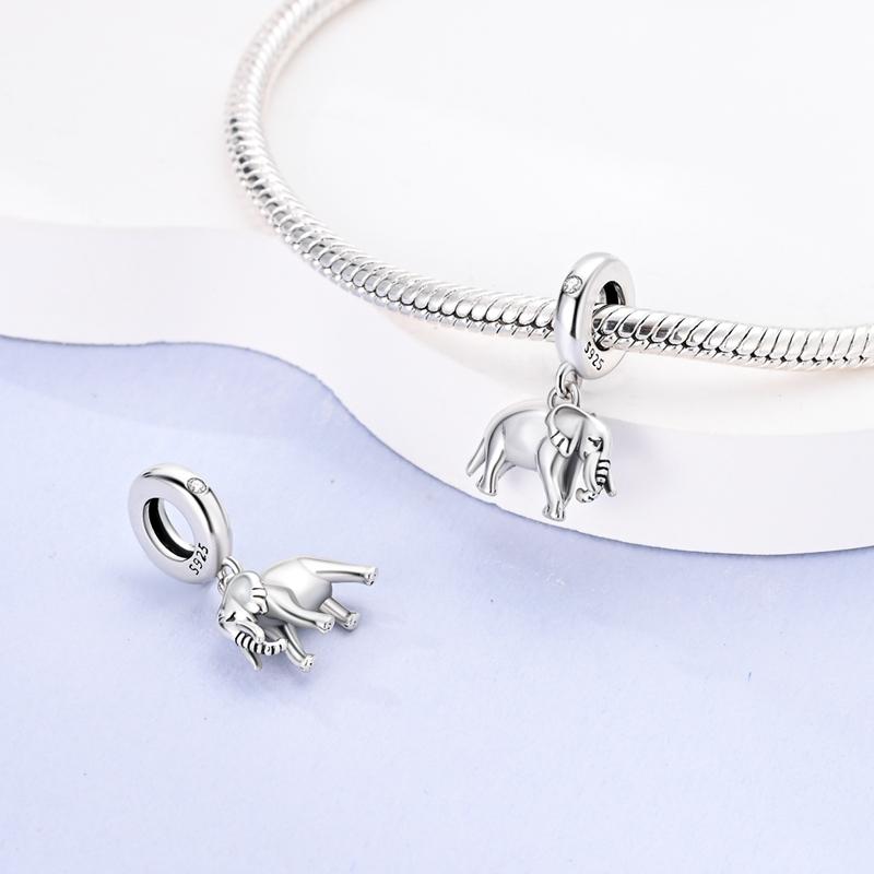 Anniversary Copper Charms Pink Elephant Heart Beads Fit Bracelet Necklace Bead Jewelry Making Fine Jewelry Gift