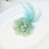 Vintage French Organza Flower Brooch with Ostrich Feathers and Rhinestones - High-Grade Garment and Shoe Ornament.
