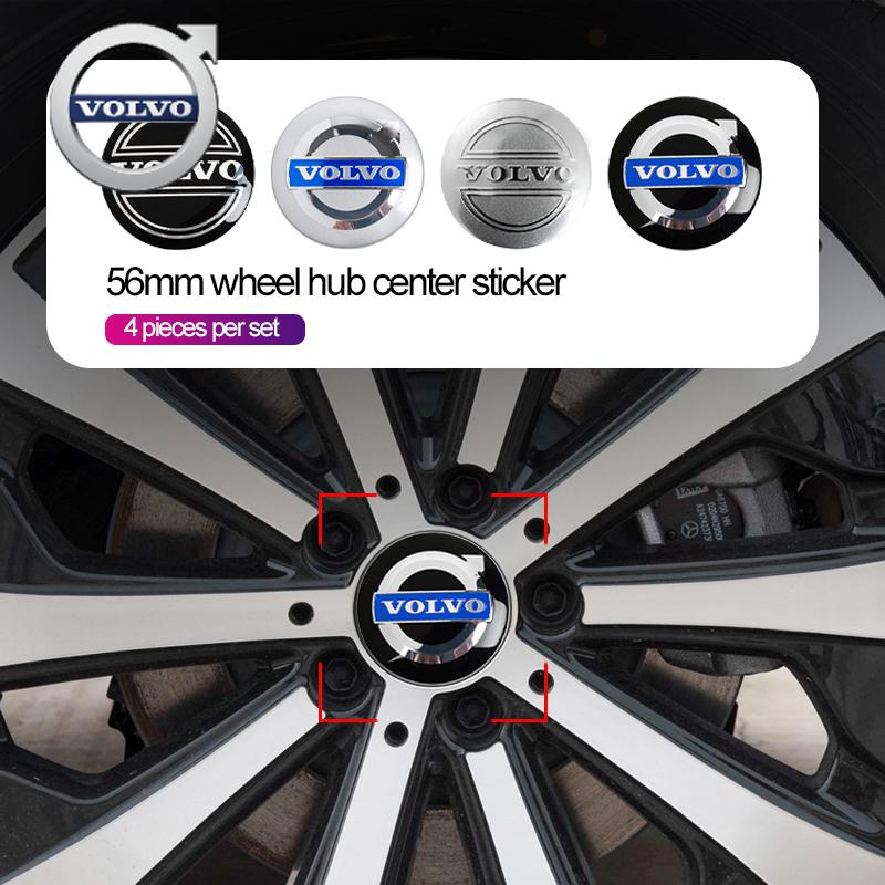 For Volvo 56mm Aluminum Car Wheel Center Hub Cap Stickers Styling For Volvo XC90 V90 V60 XC60 V40 EC40 EX40 S80 S60 S90 C40 XC40
