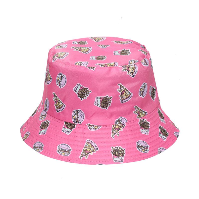 Unisex Vegetables Fruits Print Bucket Hats For Women Girls Summer Double-Sided Foldable Panama Sun Hat Fruit Bob Fisherman Caps