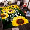 Sunflower Field with Inspirational Quote Rug - Non-slip Rug Suitable for Living Room and Bedroom Sofas.