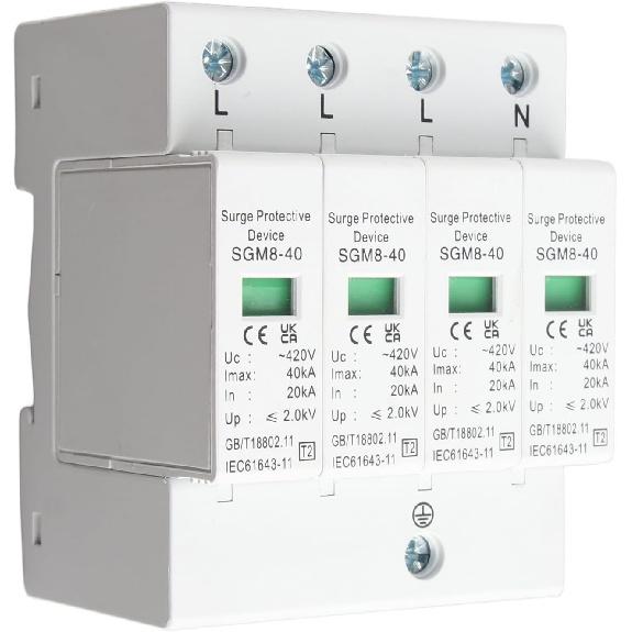 4P 40KA House Protector,220V Protective Device,Din Rail Low‑Voltage Arrester,Fire Proof,High Conductivity,Quick Response,for Protect Electric