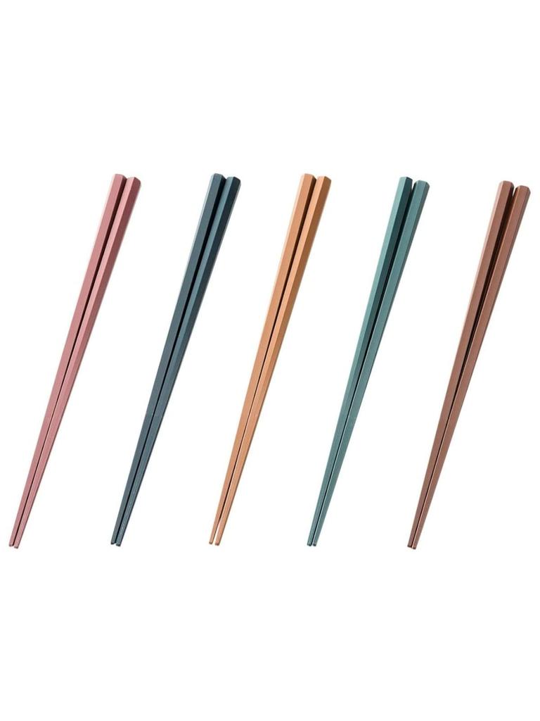 Asahi Koyo Hexagonal Commercial 5 Easy to Dishwasher and Dryer Made in Pack of 5 Chopsticks, Heat-Resistant, Grade, Colors, Approx. 22.8cm, Non-Slip,