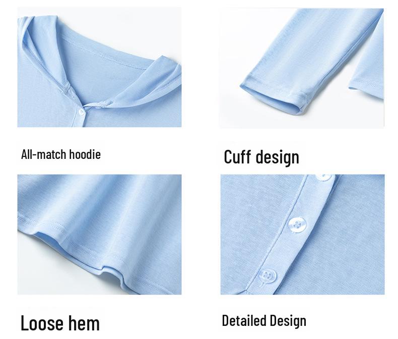 Summer Tencel Hooded Sun Protection Loose Long-Sleeve Knitted Top