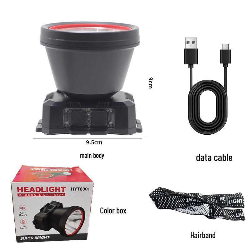 LED Long-Lasting Outdoor Headlamp: High-Lumen, Dimmable, Head-Mounted Light for Fishing and Mining.