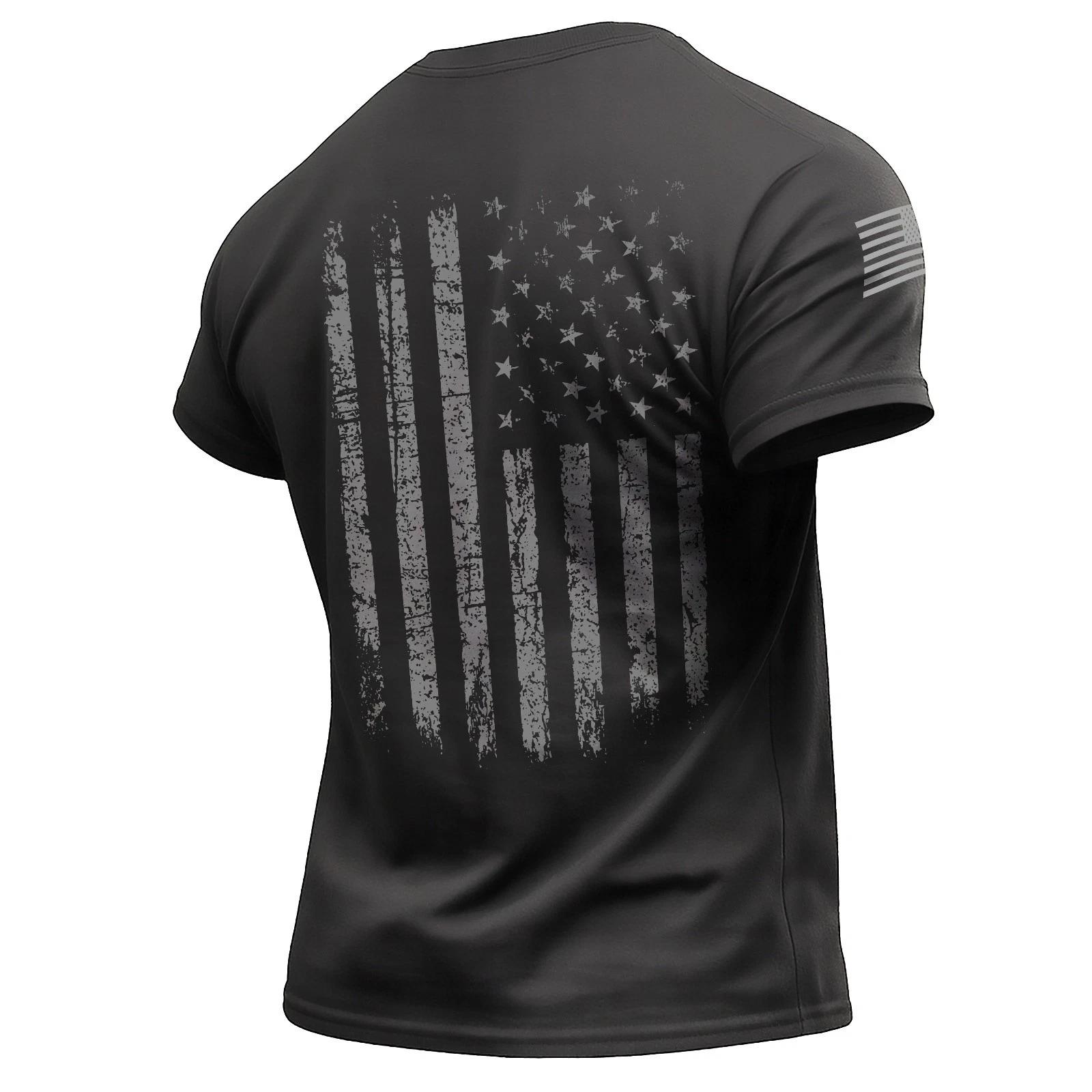 Distressed American Flag T-Shirt with Back & Sleeve Print – Patriotic USA 2XL
