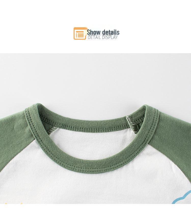 27kids Korean Style Dinosaur Short Sleeve T-Shirt - 2024 Children's Sweatshirt Base Layer