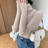 Women's Slim-Fit Ribbed Cashmere Sweater - Solid Color, High-Neck, Knitted Top for Autumn/Winter
