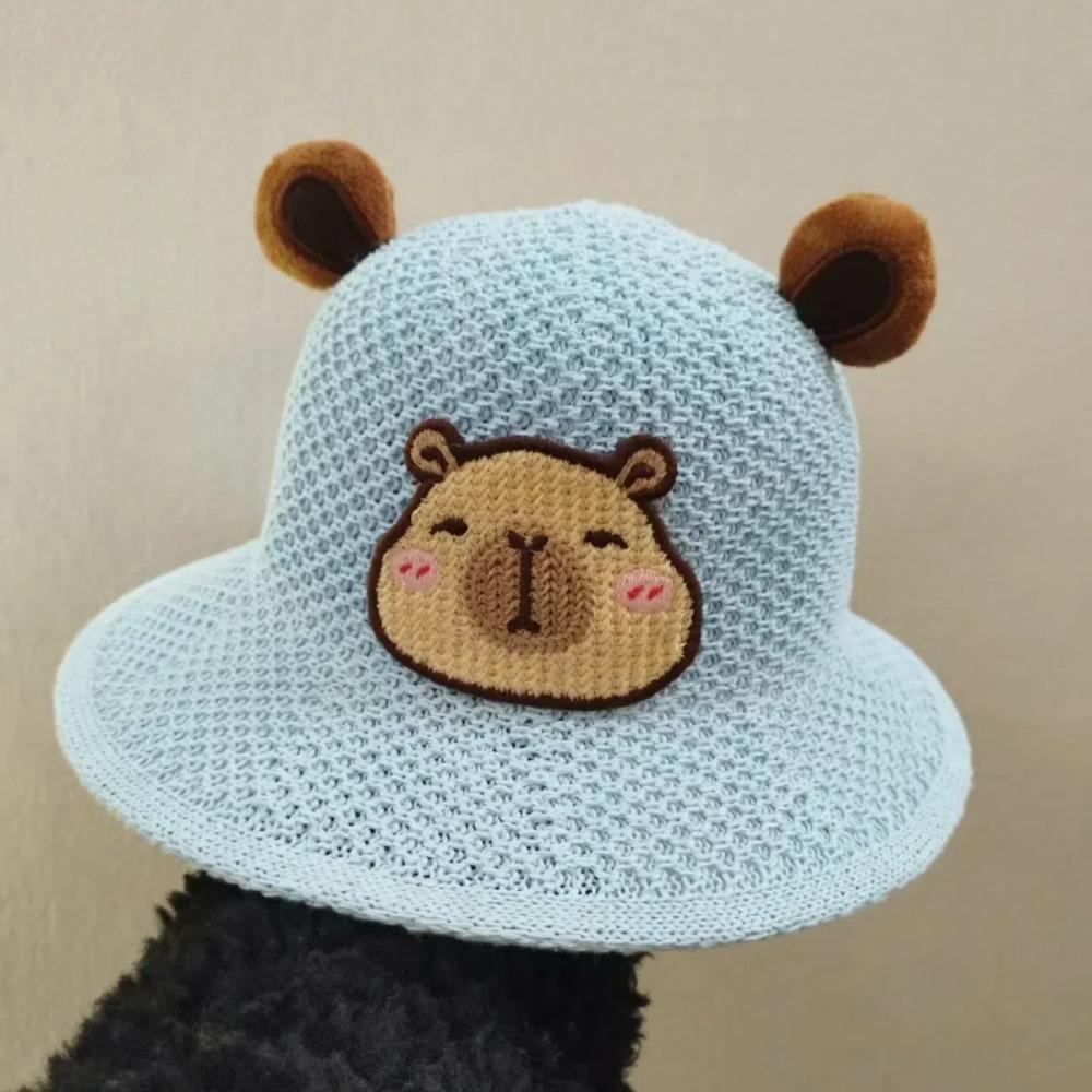 Sweet Cartoon Straw Cups Wide Brim Outdoor Travel Fisherman Cup Gifts Children's Capybara Sun Hat