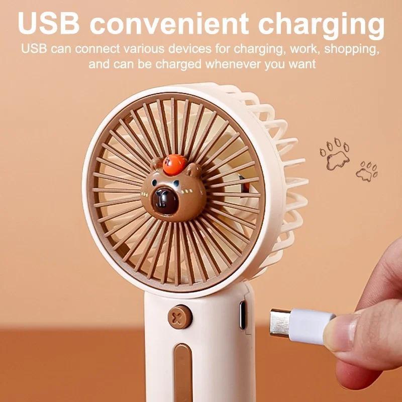 Xiaomi Mini Fan with High Wind Power, Portable Capibala Handheld Fan, USB Charging, 3-speed Wind Speed, Summer Cooling
