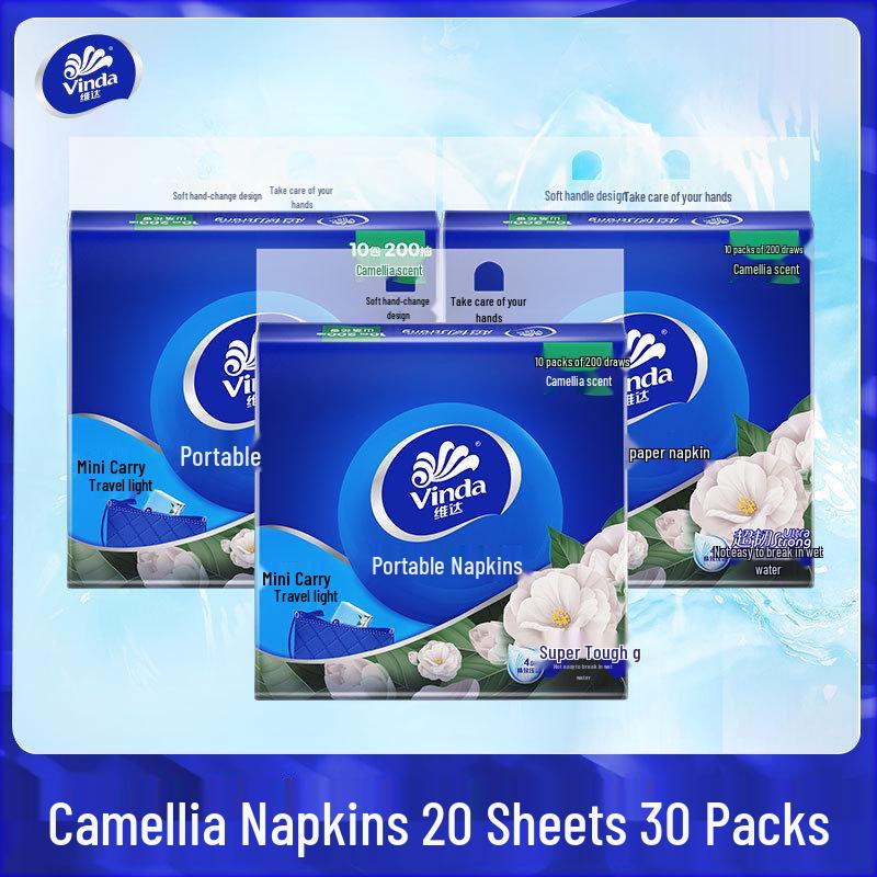 Vinda 4-Layer Camellia Print Tissue - 20 Portable Pulls
