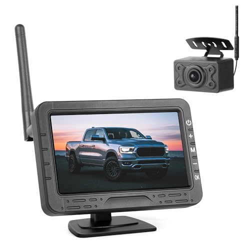 4.3-inch Wireless Backup Camera Set with 720P HD Wireless Backup Camera for Cars, Vans, Trucks, Campers, and Trailers with Parking Guidelines