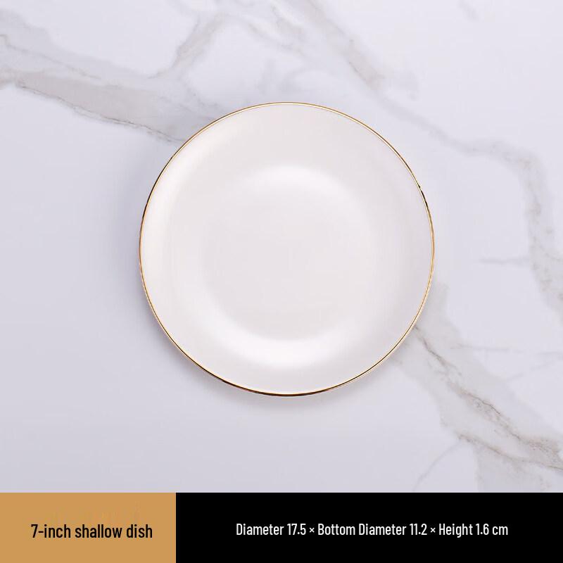 High-End Ceramic Gold-Rimmed Conical Bowl