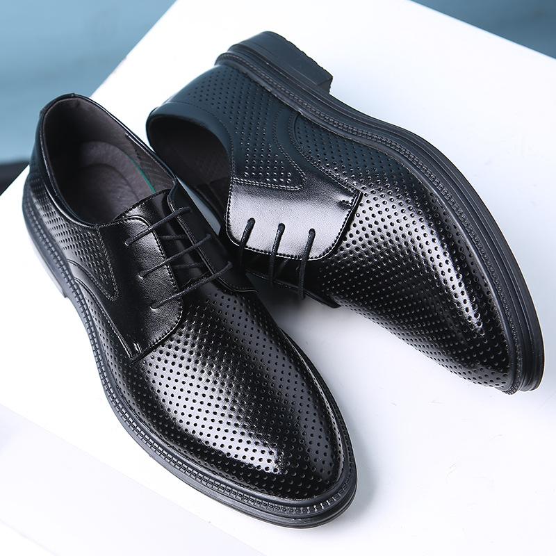 2025 Autumn and Winter Korean Version of British Style Velvet Business Dress Leather Shoes Men's Platform Business Wear Men's Shoes Heightening We