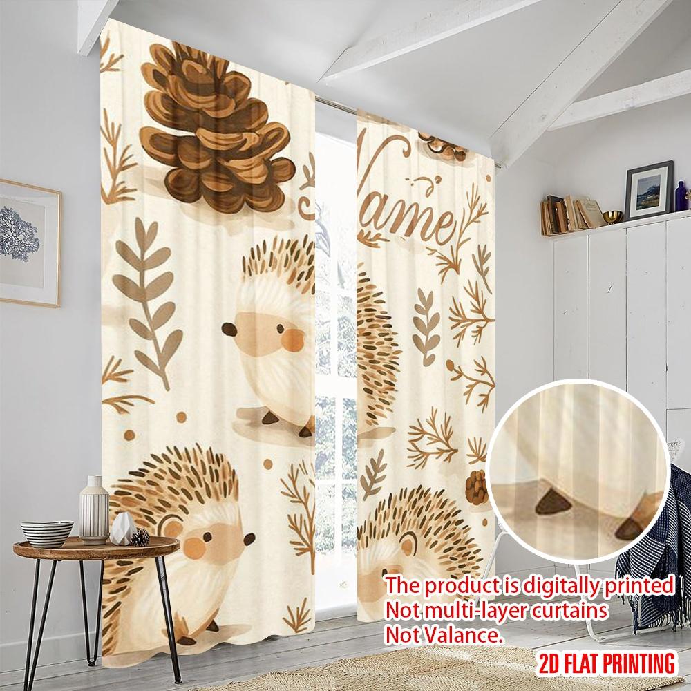 2pcs,2D Plane Printing Curtain Popular Woodland Critters Durable 100% Polyester Fabric (without Rod) Gifts Use for Bedroom