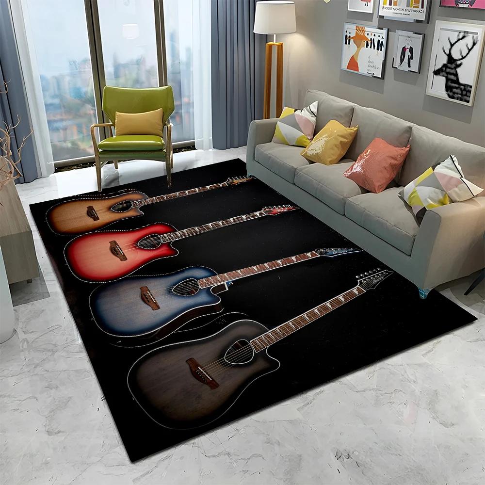 Electric Guitar 3D Classical Guitar Carpet Rug for Home Living Room Bedroom Sofa Doormat Decor,kids Area Rug Non-slip Floor Mat