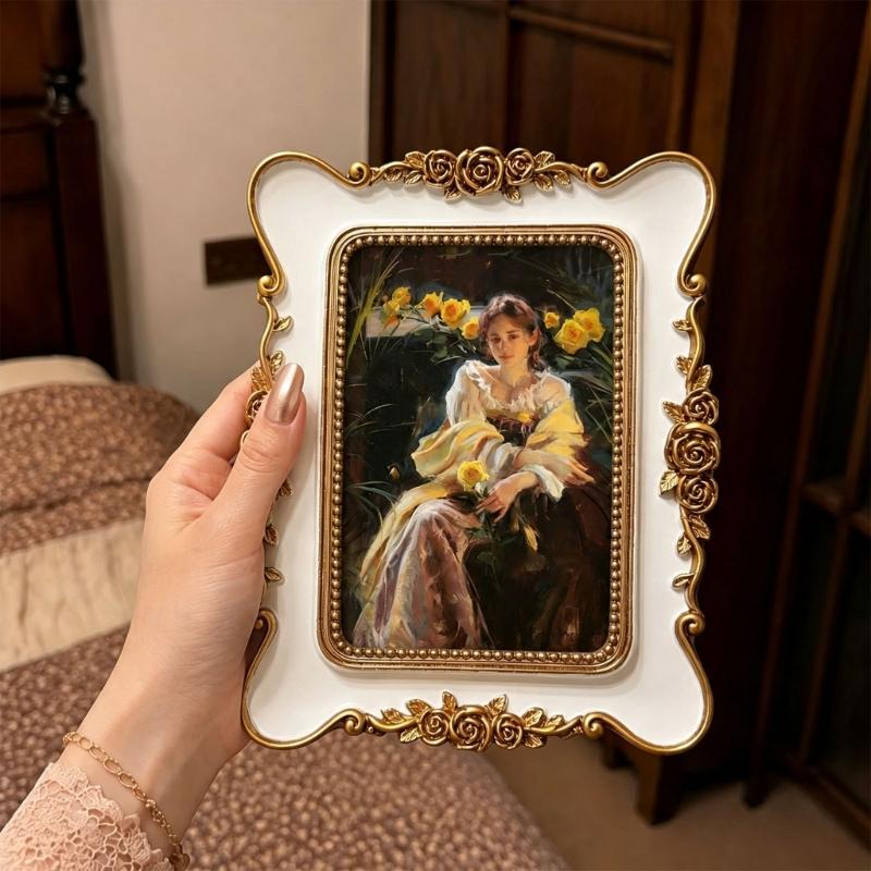 Decorative Portrait Frame for Table Placement, Raised Border Photo Accent for Entryway Tables, Living Room Shelves, and Bedroom Furniture