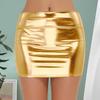 Club Show Sheath Skirt Slim Fit Glossy Smooth Surface Solid Color Mid Waist Clubwear Faux Leather Stage Performance Nightclub Mini