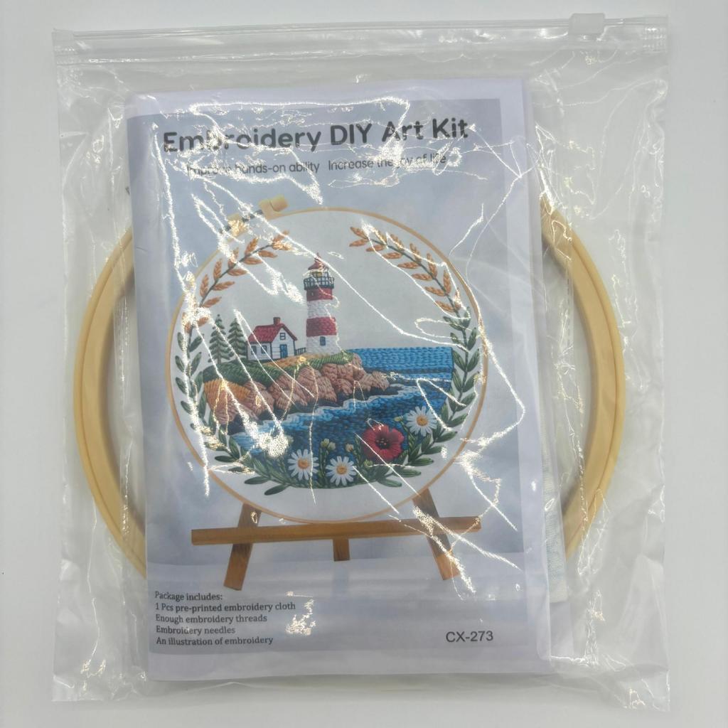 1set Christmas Cozy Cottage Kit DIY Embroidery Materials and Tools Suitable for Beginners, Stitching Tutorial, Hand Embroidery Fabric Material Set