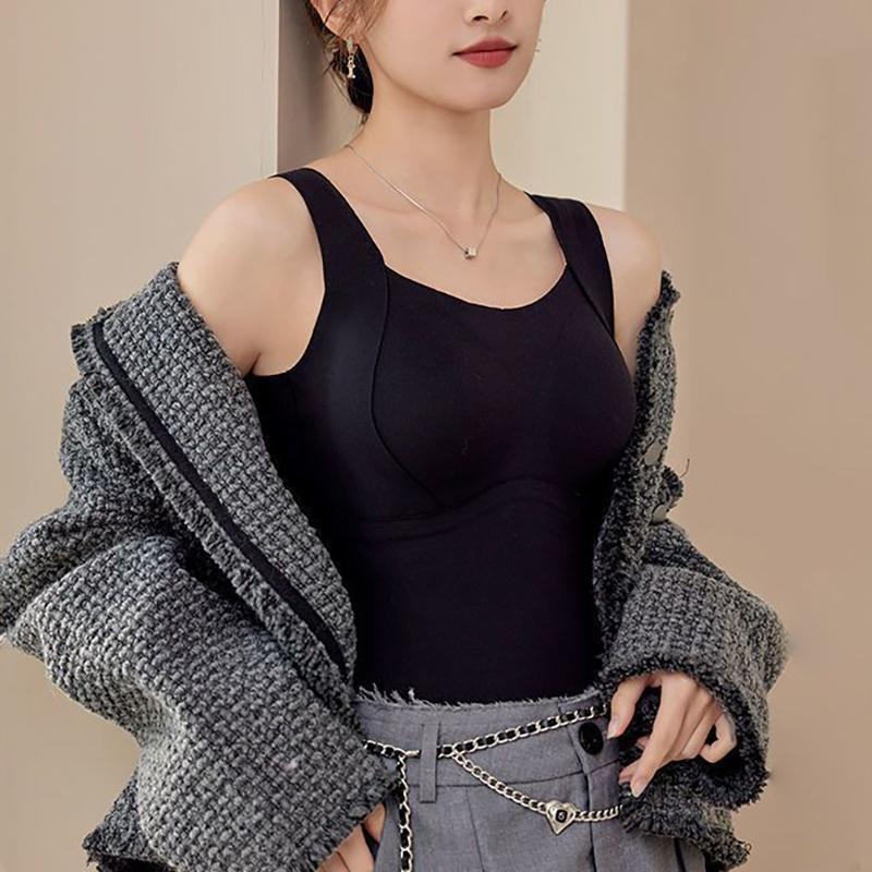 Bottoming Vest 3D Cup Shape Warm Comfortable Self-Heating Thermal Top Padded Seamless Autumn Winter Base Vest