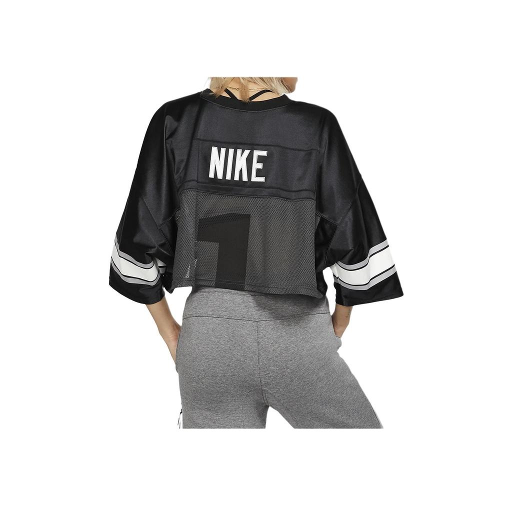 Nike Lab Collection Crop American Football Kurzarm T-Shirt Damen Tops Schwarz AR5967-010