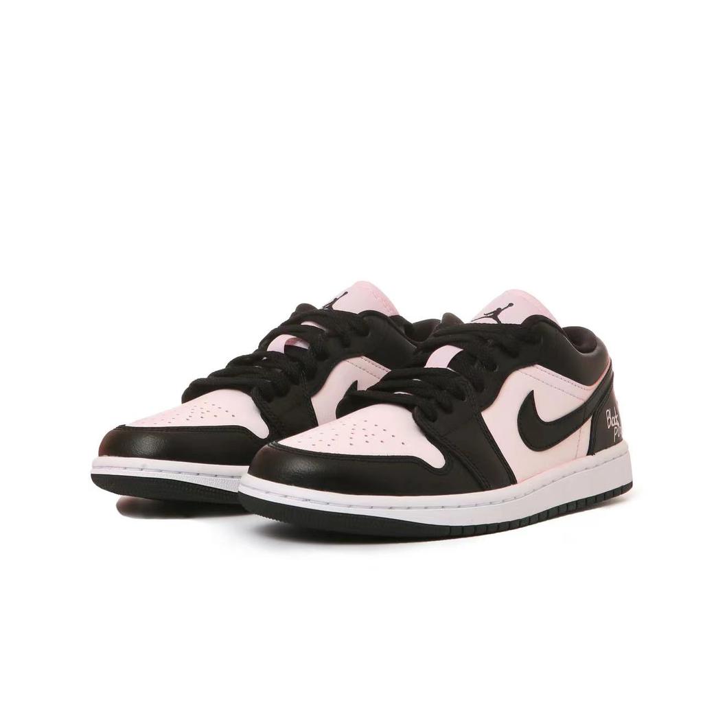Jordan Air Jordan 1 Slip Resistant, Abrasion Resistant, Lightweight Low Top Vintage Basketball Shoes Women's Pink Black DC0774-101(Team243-S-BOX)