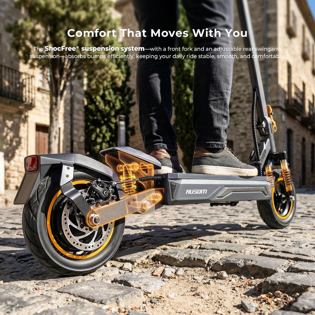 Folding Electric Scooter Ausom K20 1100W Peak Single Motor 648Wh Battery Capacity 20 km/h Default Top Speed 70 km Max Range