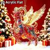 2D Flat Acrylic Christmas Hanging Pendant Red Gold Chinese Zodiac Goat Xmas Tree Ornament New Year Car Pendant