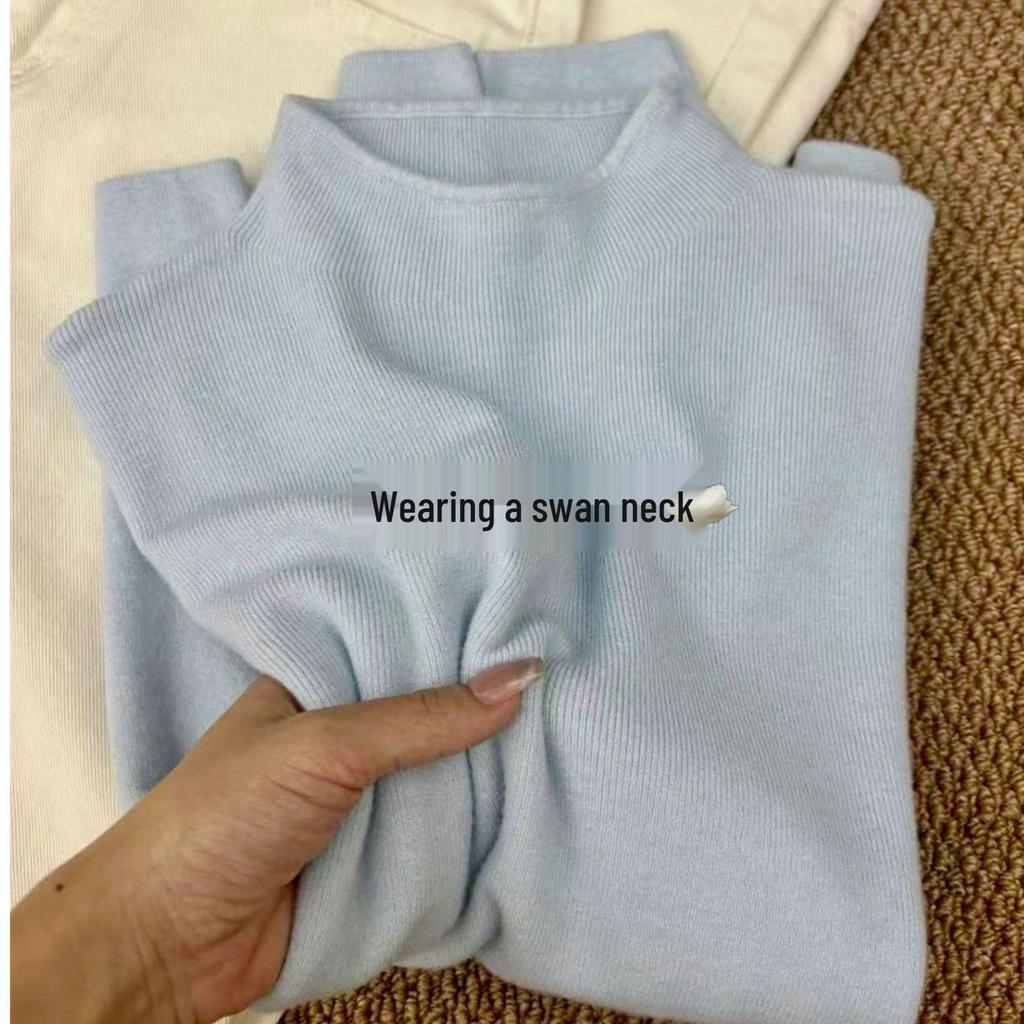 Irresistibly Lovely Women's Slim-Fit High-Neck Solid Color Knitted Base Layer T-shirt for Winter