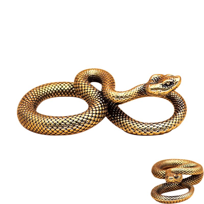 Snake Keychain Pendant Keychain Charm Desktop Sculpture, Feng Shui Brass Snake Statue Desktop Ornament Pure Copper Miniatures