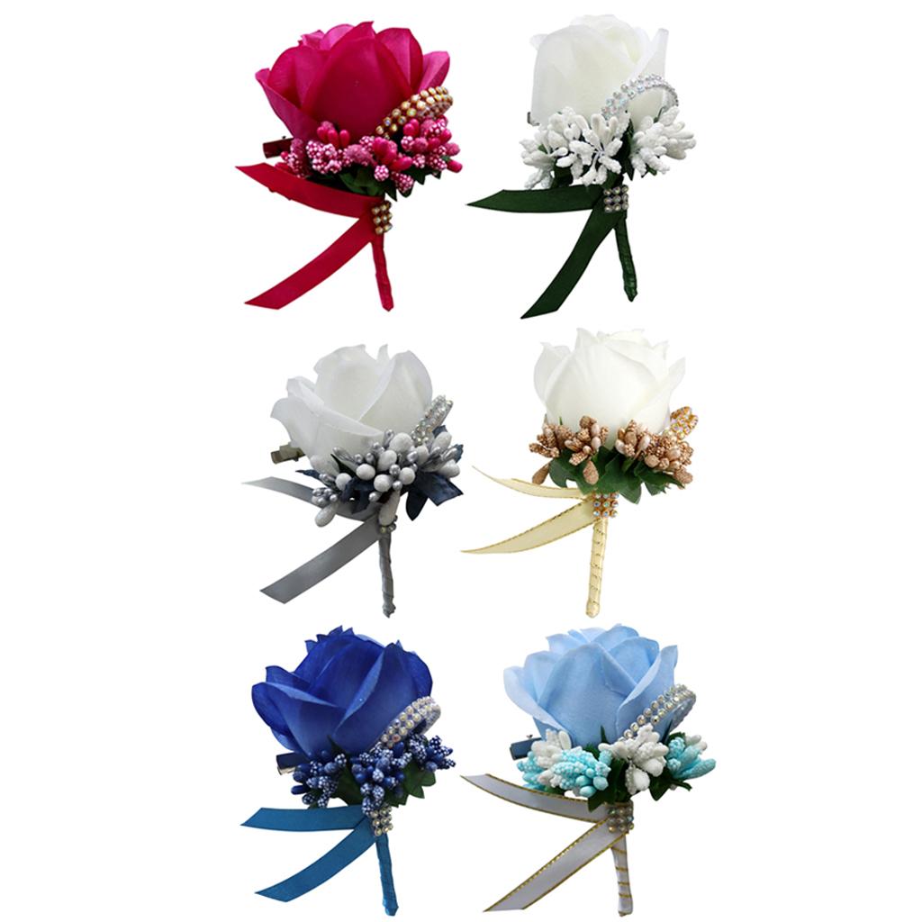 Rose Flower Brooch Pin Wedding Corsage Colors