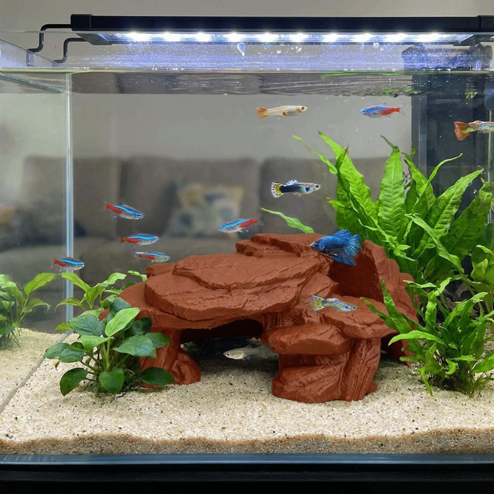 Simulated Rock Fish Tank Rockery Ornaments Realistic Texture Reptile Resting Place  Aquariums