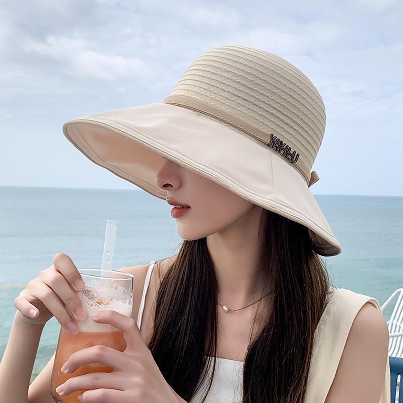 Summer Ladies Bucket Hat With Sunshade And Polyester Material For Travel Use