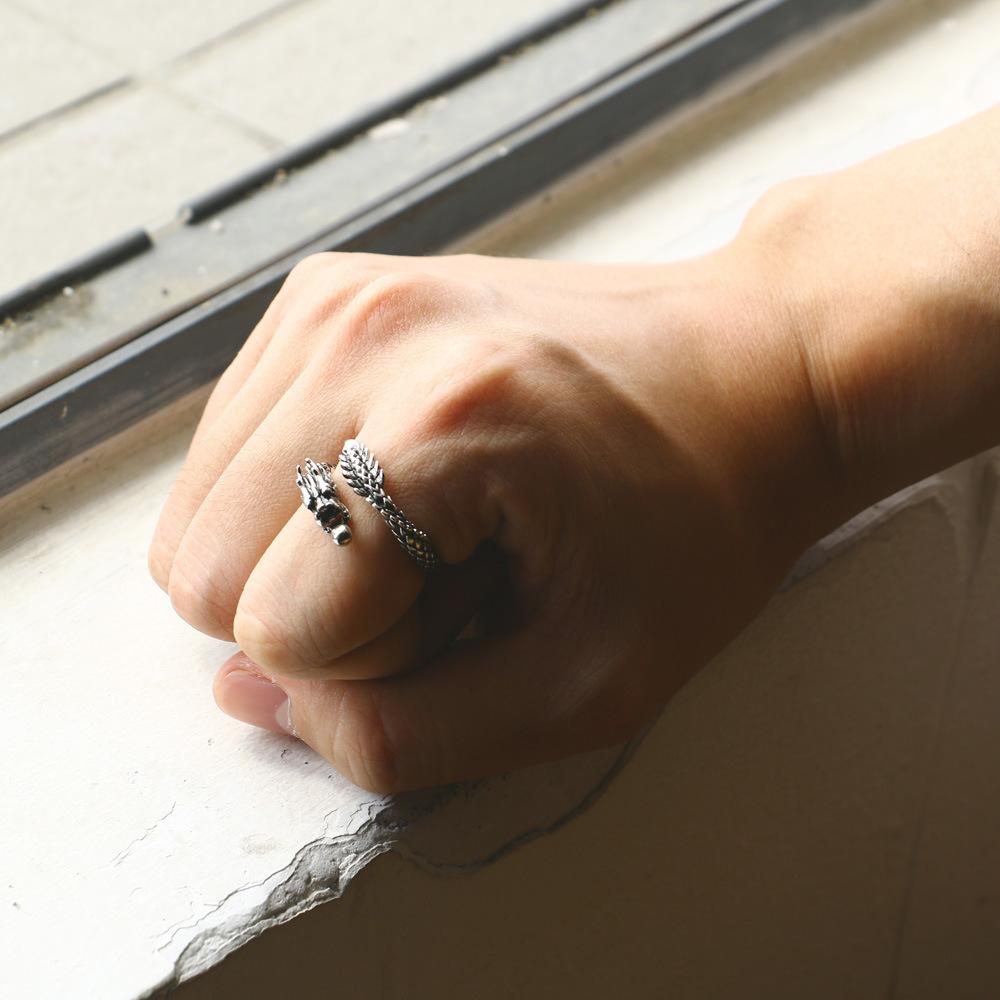 Domineering Personality Dragon Ring, Male And Female Couples Hipster Jewelry, Open Index Finger Ring, Retro Imitation Thai Silver Ring Jewelry