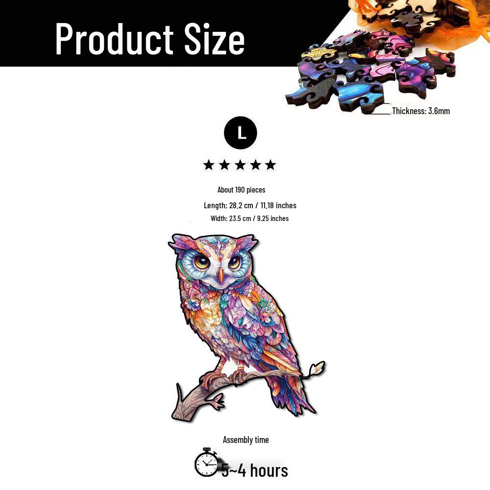 HOOLOOG Original Diamond Owl Wooden Puzzle Toy & Art Decompression Money Box
